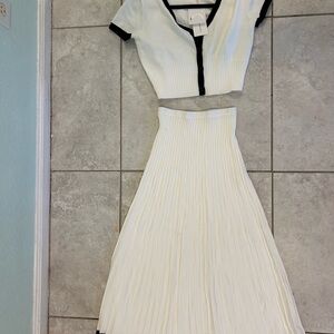 Contrast Trim Sweater Skirt Set